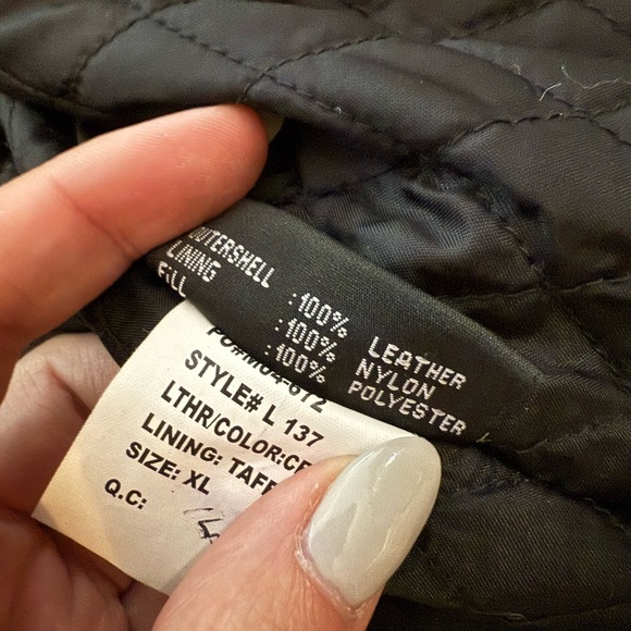 FMC Harley Davidson Black Leather Quilt Lined Zip Biker Jacket Womens XL Heart - Picture 8 of 13